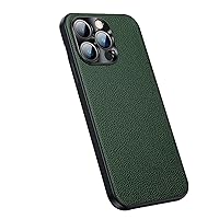 Slim Case for iPhone 14 Pro, Premium Soft Genuine Leather Phone Case with Full Camera Protection, Shockproof Protective Cover for iPhone 14 Pro 5G 2022 (Color : Green)