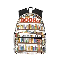 Funny Book Shelves Collection And Ladder School Backpack For, Unisex Large Bookbag Schoolbag Casual Daypack For