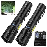 Flashlights High Lumens Rechargeable, 990,000 Lumen LED Super Bright Flashlight with 7 Light Modes, IPX6 Waterproof, Powerful Handheld Flash Light for Home Camping Emergencies (Black)