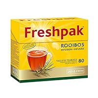 Freshpak Rooibos Tea | 80 Tagless Teabags | Natural Premium Rooibos | Naturally Caffeine Free | Keto Friendly | Rooibos From South Africa | Non GMO