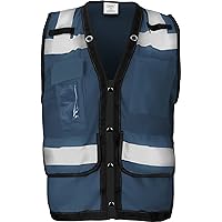 1279-BS-RD-CID-2-MD Polyester SAFETY Vest with Snaps, Clear ID Holder, & 2