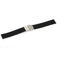 20mm Black Soft Silicone Rubber Sport Watch Band Strap Deployment Buckle