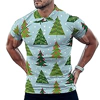 Christmas Trees Men's Golf Polo-Shirt Short Sleeve Jersey Tees Casual Tennis Tops 2XL