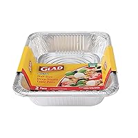 Glad Disposable Half Size Aluminum Steam Pans - 2 Count, 12.5 x 10.25 x 2.5 Inches, Foil Pans for Steaming