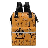 Ancient Egypt Clipart Diaper Bag Backpack Multifunction Travel Backpack Large Capacity Waterproof Mommy Bag Black-Style