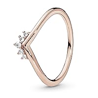 Pandora Jewelry Tiara Wishbone Cubic Zirconia Ring in Rose, Size 5