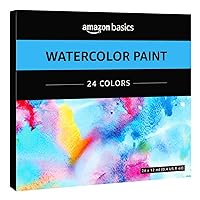 Amazon Basics Watercolor Paint Set Tubes, 24 Colors, Assorted