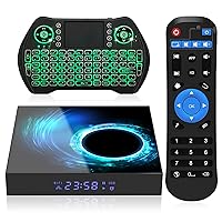 T95 Android TV Box 2024 4GB RAM 32GB ROM Android Box 10.0, H616 Cortex-A53 CPU Support 4K 6K 3D Video 2.4G/5G WiFi 100Mbps Ethernet Bluetooth TV Box Android with 2.4G Backlit Mini Wireless Keyboard