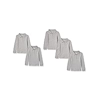 Girls and Toddlers' Uniform Long-Sleeve Interlock Polo Shirt, Multipacks