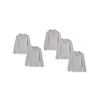 Amazon Essentials Girls and Toddlers' Uniform Long-Sleeve Interlock Polo Shirt, Multipacks