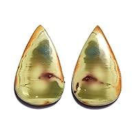 2 Pc Pair 26.98 Carats TCW 100% Natural Beautiful Picture Jasper Pear Cabochon Gem by DVG
