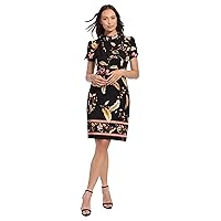 London Times Women's Side Neck Tie Knee Length Dress