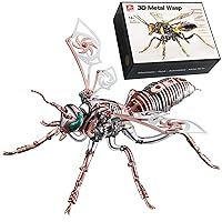 3D Metal Puzzles for Adults Model Kits: DIY Build Mechanical Wasp Metal Assembly Toy Steel Jigsaw Brain Teaser Puzzle for Men (Rose Gold-Wasp Metal Puzzle)