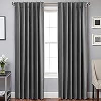 H.VERSAILTEX Blackout Curtains Thermal Insulated Window Treatment Panels Room Darkening Blackout Drapes for Living Room Back Tab/Rod Pocket Bedroom Draperies, 52 x 84 Inch, Bluish Gray, 2 Panels