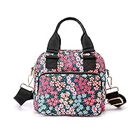 Oichy Small Crossbody Bag for Women Nylon Floral Shoulder Bag Waterproof Lightweight Top Handle Satchel Handbags
