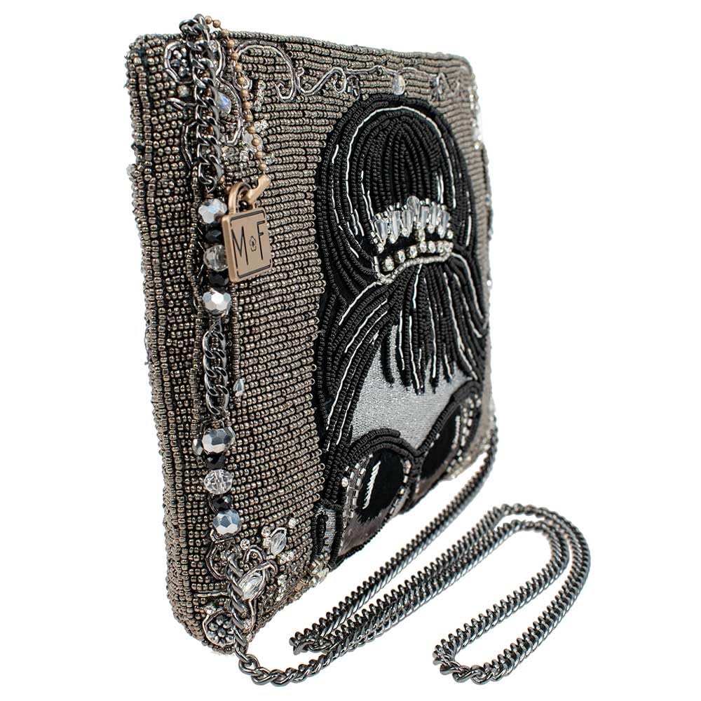 Mary Frances Beauty Beaded Crossbody Clutch Handbag, Pewter