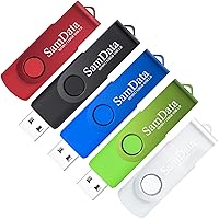 128GB USB Flash Drives 5 Pack 128GB Thumb Drives Memory Stick Jump Drive with LED Light for Storage and Backup (5 Colors: Black Blue Green Red Silver)