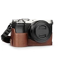 Mega Gear Genuine Leather Half Camera Case for Sony Alpha a7C Mark II - Stylish and Protective - Brown
