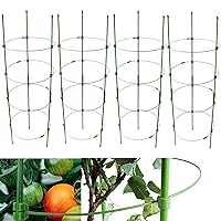 Adjustable Tomato Plant Support Cages 36 inches Garden Cucumber Trellis, Stake with 4 Adjustable Support Rings for Vegetables，Flowers，Fruit，Rose Vine Climbing Plants （4 Pack ）