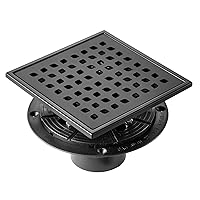 VEVOR 6 Inch Square Shower Drain with Pattern Grate,Brushed 304 Stainless Steel Rectangle Shower Floor Drain, Sleek Drain with Hair Strainer, Matte Black