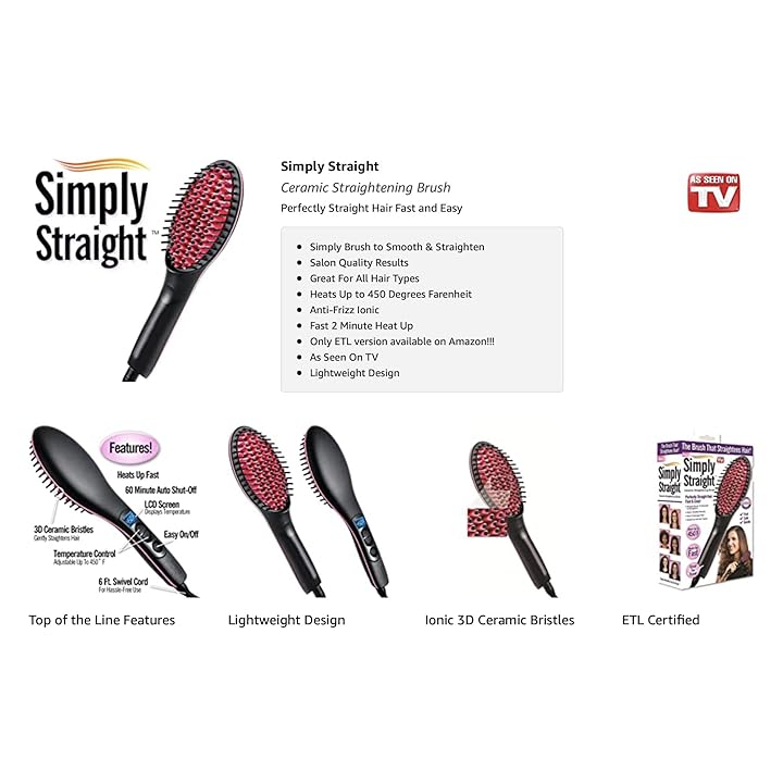 Mua Simply Straight Ceramic Hair Straightening Brush, Black/Pink trên Amazon  Mỹ chính hãng 2023 | Fado