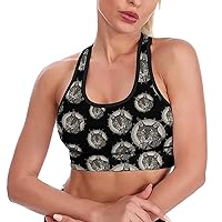 Psychedelic Lynx Women's Sports Bra with Padded Crop Tank Yoga Bras Workout Fitness Sports Top