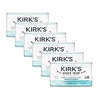 Kirk's Castile Bar Soap Clean Soap for Men, Women & Children | Premium Coconut Oil | Sensitive Skin Formula, Vegan | Fragrance-Free/Unscented | 4 oz. Bars - 6 Pack