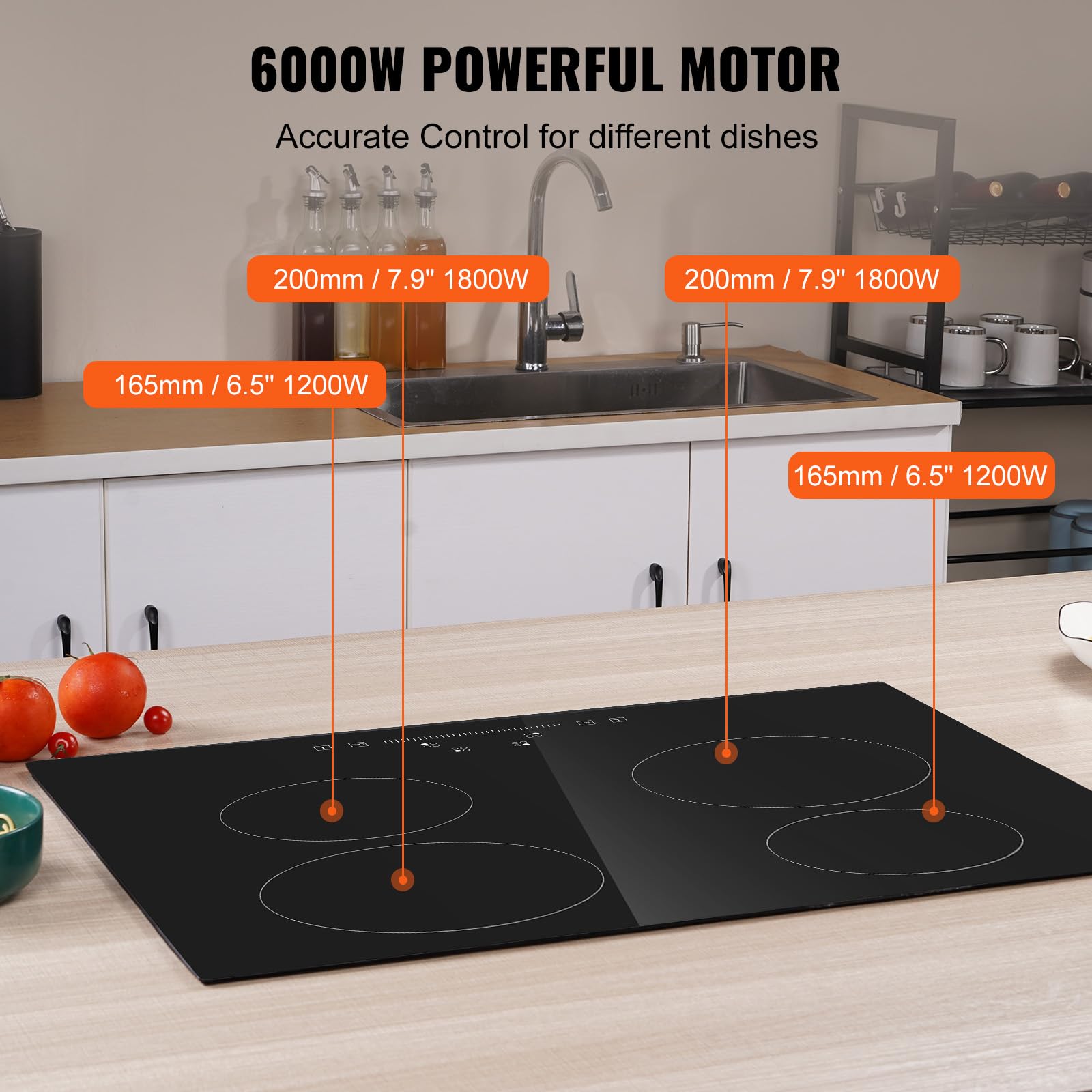 VEVOR LT4-77 Built in Electric Stove Top Glass Radiant Cooktop with Touch Control