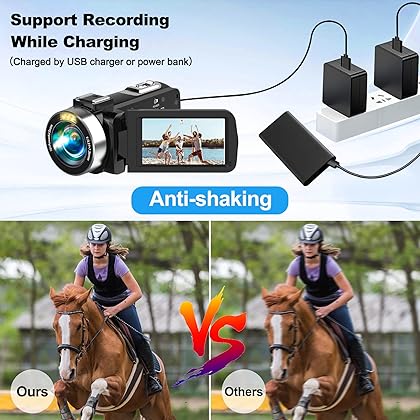 Heegomn Video Camera Camcorder with Microphone HD 2.7K Video Recorder Camera Vlogging Camera for YouTube Kids Camcorder with 3.0