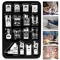 16 Piece Sewing Machine Presser Feet Set, Sewing Machine Parts Accessories for Brother Singer Janome Babylock Kenmore Low Shank Sewing Machine