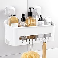 Shower Caddy Suction Cup No-Drilling Removable Bathroom Organizer Storage Heavy Duty Shelf Basket for Bath Shampoo Conditioner - White