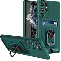 Case for Samsung Galaxy S23/S23 Plus/S23 Ultra, Military Grade Armor Case with Magnetic Kickstand for Car,Card Holder,Soft Silicone Shockproof Back Case,Green,S23 6.1