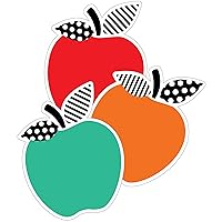 Black, White & Stylish Brights Extra Large Apple Bulletin Board Cutouts, 12 Piece XL Apples Bulletin Board Decorations for Classroom Décor