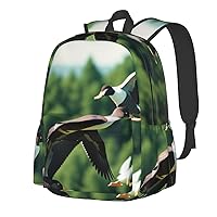 Wild Ducks Flying Backpack Print Shoulder Canvas Bag Travel Large Capacity Casual Daypack With Side Pockets