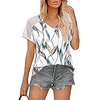 Tshirts Shirts for Women, Casual Tops Lace Trendy Summer Outfits Womens T Raglan Sleeve Fashion Shirt, S, XXL
