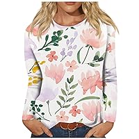 Sexy Gradient Shirts for Women Fashion Print Long Sleeve Tops T-Shirt Casual Round Neck Trendy Teen Girl Clothes