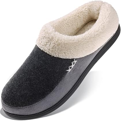 VONAMY Men's Slippers Fuzzy Warm House Shoes Memory Foam Slip On Clog Plush Wool Fleece Indoor Outdoor