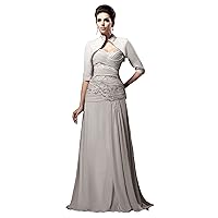 Women's Sweetheart Chiffon Beaded Mother of The Bride Dress with Jacket