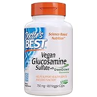 Doctor's Best Vegan Glucosamine Sulfate, Joint Support, Non-GMO, Vegan, Gluten Free, Soy Free, 750 mg 180 Veggie Caps