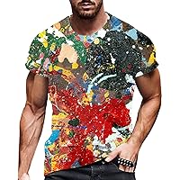 Pink & White Gray Graphic Tee Men T Shirts for Men Cotton V Neck Mens T Shirts Casual Graphic Golf
