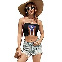 Puerto Rico Ricans Boricua Flag Women's Sleeveless Tube Top Crop Tank Corset Top Sexy Strapless Top Clubwear for Work Party