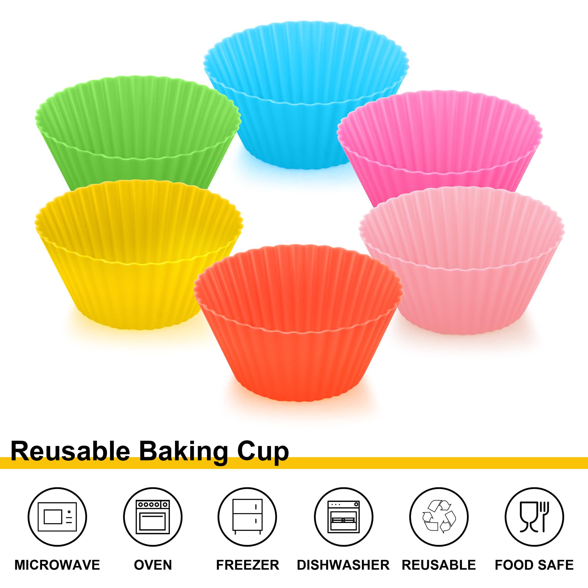E-far Stainless Steel Bakeware Set of 9 with Piping Bags and Tips Set and 12 Pack Reusable Silicone Baking Cups