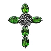 Carillon Stunning Chrome Diopside Natural Gemstone Oval Shape Pendant 925 Sterling Silver Jewelry