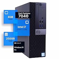 Dell Optiplex 7040 Desktop Computer | Intel i7-6700 (3.4) | 8GB DDR4 RAM | 250GB SSD Solid State | Windows 10 Professional | Home or Office PC (Renewed)