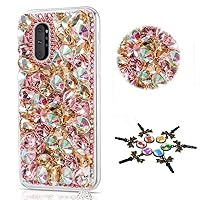 STENES Sparkle Case Compatible with Moto G Play (2023) Case - Stylish - 3D Handmade Girls Women Bling Crystal Stone Rhinestone Crystal Diamond Design Cover Case - Pink