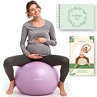 Trideer Pregnancy Ball Birthing Ball, 1.7mm Extra Thick Yoga Ball for Maternity, Labor Birth, Exercise, Physio, Recovery Guide & Baby Memory Book Included, 440LB Anti-Burst & Non-Slip Stability Ball