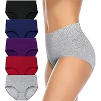 Womens Cotton Underwear High Waisted No Muffin Top Full Briefs Soft Stretch Breathable Ladies Panties for Women