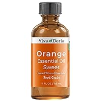 Viva Doria 100% Pure Sweet Orange Essential Oil, Undiluted, Food Grade, USA Orange Oil, 118 mL (4 Fl Oz) …