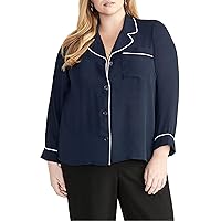 Rachel Rachel Roy Trendy Plus Size Nova Piped-Trim Shirt (True Navy, 0X)