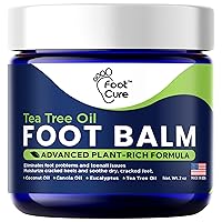 Tea Tree Oil Foot Balm/ Moisturizer For Dry Cracked Feet - Instantly Hydrates & Soothes Irritated Skin & Athletes Foot - Best Foot Care for Women and Men - Made in USA